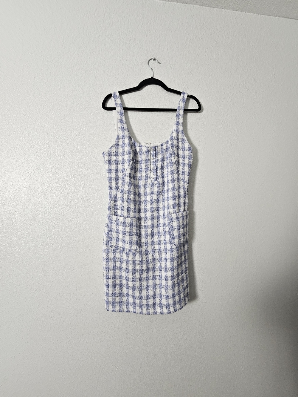 Charles Henry Blue and White Check Mini Dress